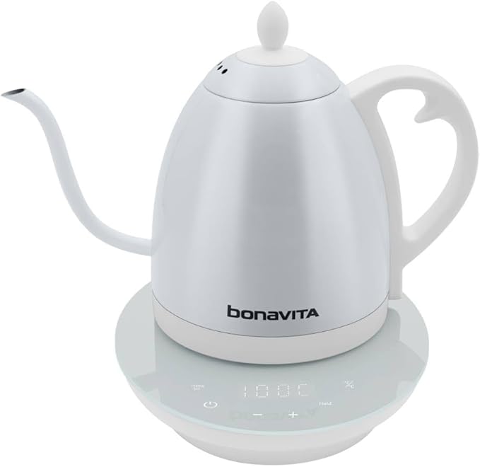 Bonavita Cosmopolitan 1.0L Gooseneck Electric Kettle, Stainless Steel Water by Bonavita