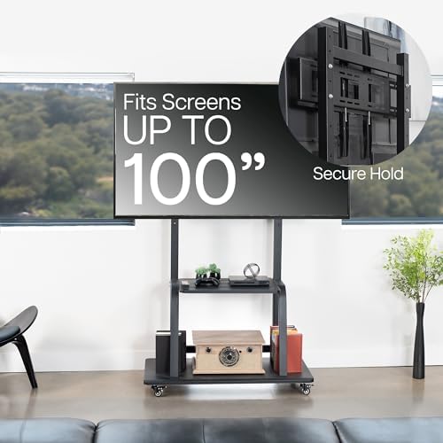 vivo heavy duty mobile tv cart for 42 showing dimensions