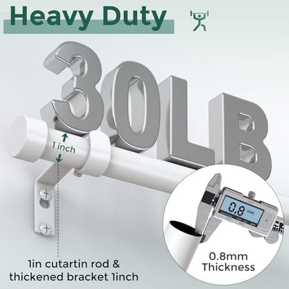 VOIIY White Curtain Rods for Windows 48 to 84 Inch(4-7 Feet),1" Diameter Drapery Rods with Modern Style End Cap Finials,Size:36-88 Inch