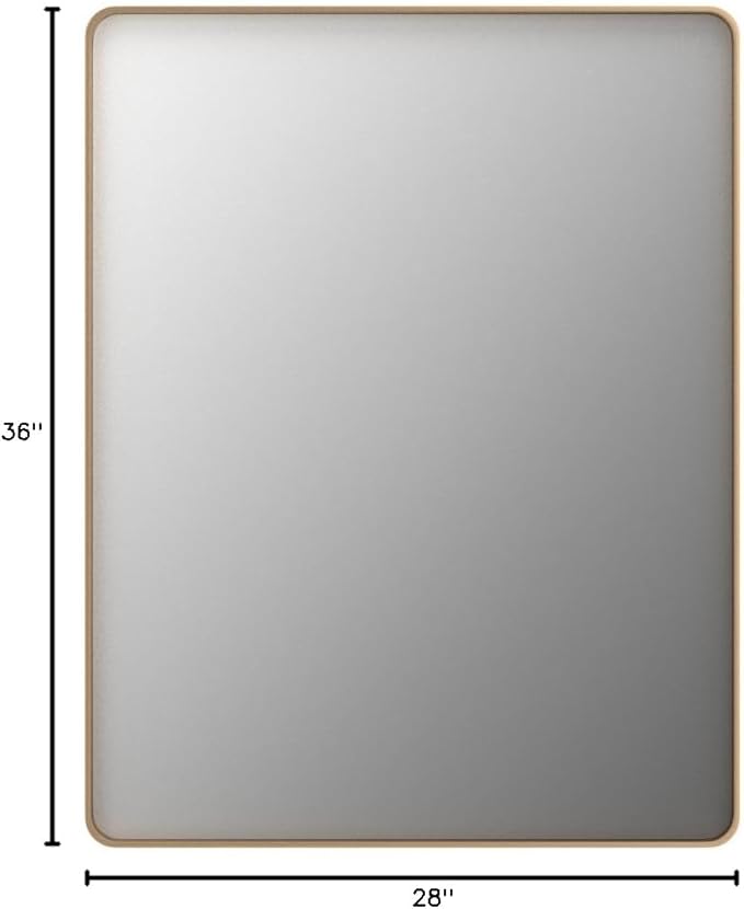 LOAAO 28”X36” Gold Bathroom Mirror, Rounded Rectangle Gold Frame Mirror - Image 8