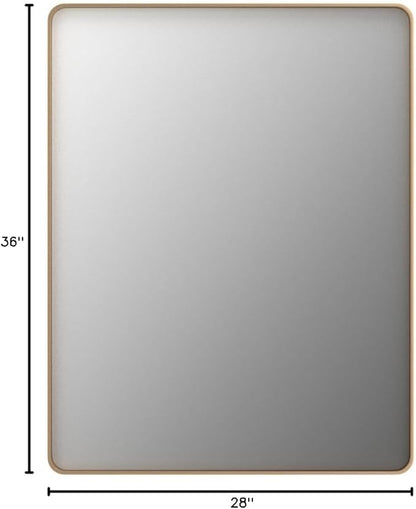 LOAAO 28”X36” Gold Bathroom Mirror, Rounded Rectangle Gold Frame Mirror - Image 8