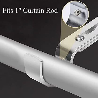 Premium Curtain Rod Brackets - 2 Pack Adjustable Wall Mounts, Curtain Rod Holders for 1 Inch Rod (Black)