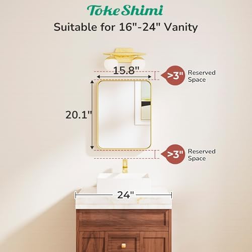 tokeshimi 16x20 brushed gold bathroom mirror,vanity mirror bathroom shown in use