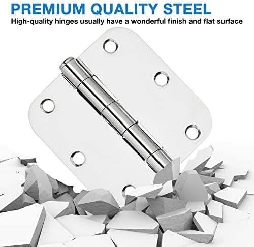 12 Pack Rounded Door Hinges 3.5 inch X 3-1/2" 5/8 Radius, Polished Chrome 3 ½ - Image 6