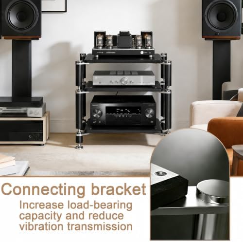 Heavy Duty AV Media Stand, AV Component Stand with Stainless Steel Bracket, S...