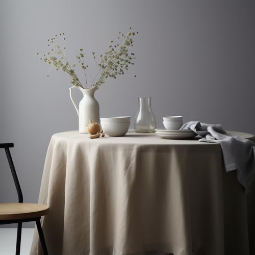 EVERLY 100% Pure Linen Round Tablecloths 60Inches for Dining,Buffet Parties,P...