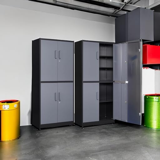 Metal Storage Cabinets with Doors and Shelves, 4 Door Lockable Storage Cabinets - Image 6