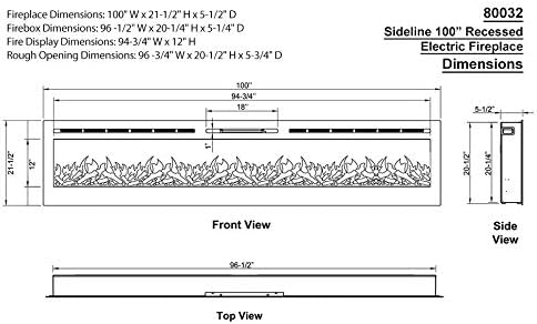 Touchstone Smart Electric Fireplace-The Sideline 100" Wide-in Wall Recessed - Image 5