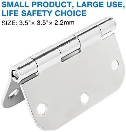 12 Pack Rounded Door Hinges 3.5 inch X 3-1/2" 5/8 Radius, Polished Chrome 3 ½ - Image 3