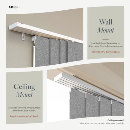 CHICOLOGY Panel Track Blinds, Weave Grey, 86"x96", Cordless, Sliding Door | 4 Fabric Panels, Fits 46–86″ Wide, Wall/Ceiling Mount, Room Divider Ready, Height Trimmable, Child & Pet Safe