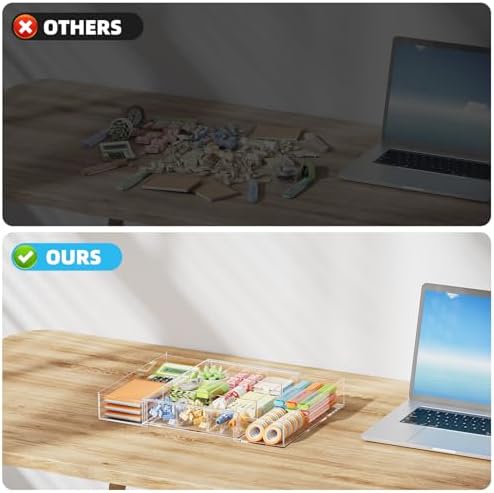 marbrasse expandable desk drawer organizer, clear plastic drawer, view 9