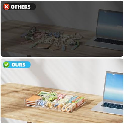 marbrasse expandable desk drawer organizer, clear plastic drawer, view 9