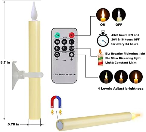 Window Candles Flickering Battery Operated with Remote and Timer, 9 Pack Elec...