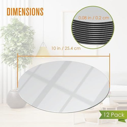 Mirror Centerpieces for Tables, Small, 10 Inch, 12 Pack, Center Piece | Houseables Round Mirrors For Centerpieces, Mirrored Trays, Round Table Plate Tray, Circle, Glass Charger, Wedding, Base