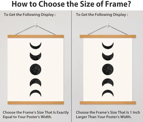 Magnetic Poster Hanger Frame, 12 Inch, Teak Wood, Fits 12x16 12x18 12x24 Prints, N52 Magnets, Clean Wall Display for Posters, Maps, Canvas & Diamond Art