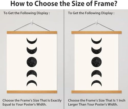 Magnetic Poster Hanger Frame for 18x24 18x18 18x12 Movie Music Posters Wall Art, 2 Pack Wood Picture Frames for Large Canvas Diamond Map Decor, Living Room Calendar Banner Tapestry Photo Hanging Stand