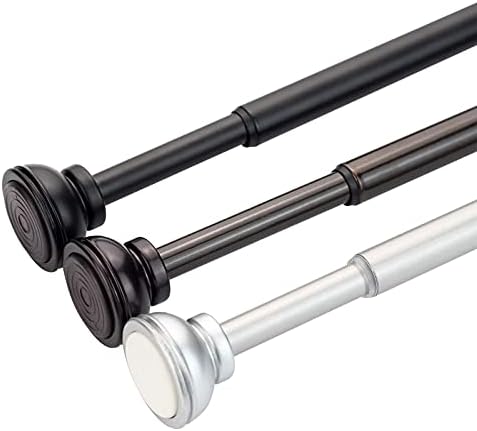 KXLIFE 2 Pack Spring Tension Rod Adjustable 22-36 Inches, Bronze | 1/2-inch Decorative Tension Drapery Rod, Tension Mounted, Non-Slip, for Window, Kitchen, RV, Doorway