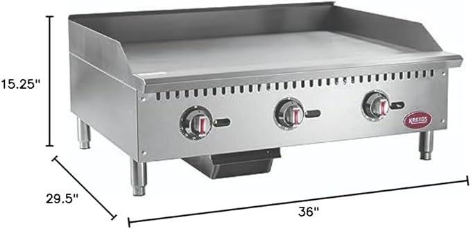Kratos 36" Wide Commercial Restaurant Gas Countertop Griddle, Thermostatic - Image 9