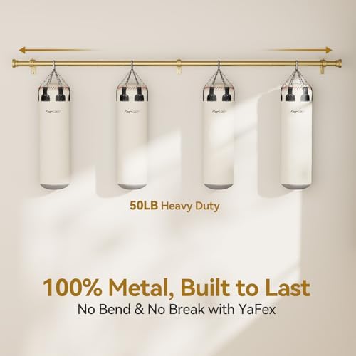 YaFex Curtain Rods 32-170 Inch, Heavy Duty 1 Inch Adjustable Curtain Rod for Windows, Gold Extra Long Window Treatment Rods, Modern Design, Easy Installation