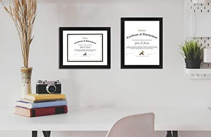 Golden State Art 11x14 Diploma Frame for 8.5x11 Document,Solid Wood/Glass | Fit For 11X14 Document & Certificates Without Mat,Double Mat(White With Black) ,Black ,2 Pack