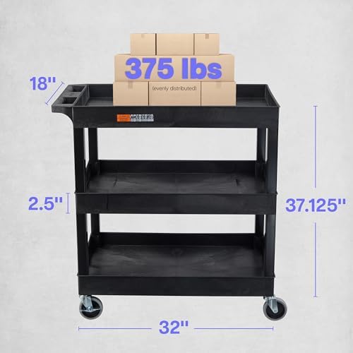 tubstr 3-tier rolling utility cart with wheels, 300, close-up detail