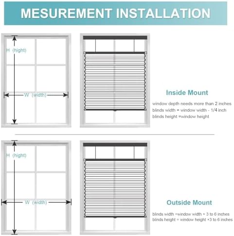 Top Down Bottom Up（TDBU） Cellular Shades, 1.5 inch Cordless Blackout Honeycomb Pleated Blinds for Windows Home Bedroom Office, Light Control, Thermal Insulated, 45 "W x 72" H, Grey