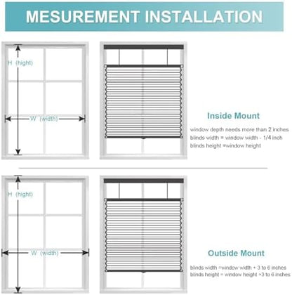 Top Down Bottom Up（TDBU） Cellular Shades, 1.5 inch Cordless Blackout Honeycomb Pleated Blinds for Windows Home Bedroom Office, Light Control, Thermal Insulated, 45 "W x 72" H, Grey