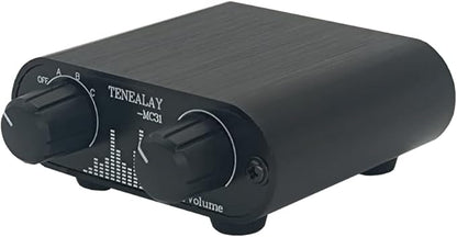 3.5mm Audio Switch with line Volume Controller, 3 in 1 Out 1/8" aux switcher by TENEALAY