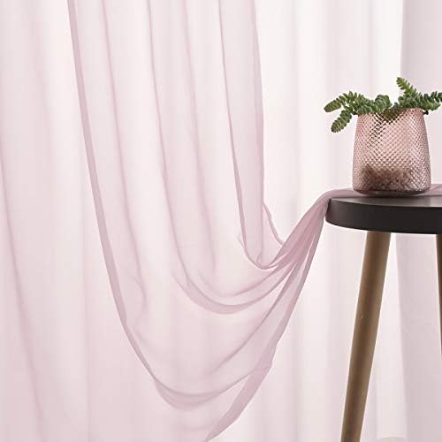 Christmas Baby Pink Sheer Pink Voile Curtains Short Translucent Solid Color 45 Inch Length Rod Pocket Baby Pink Sheers 45 Inches Long For Small Windows Bedroom Living Room Kitchen 2 Panels 52x45