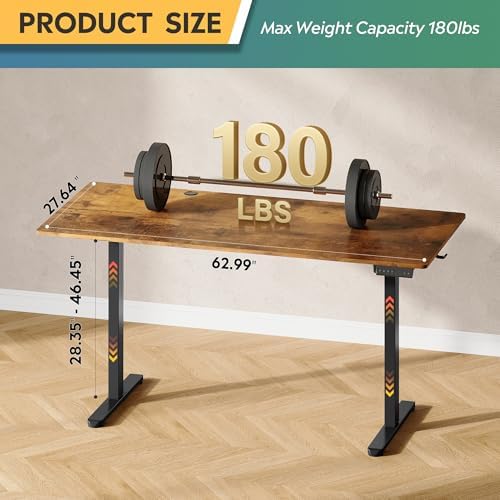 devaise 63 inch standing desk with split top, close-up detail
