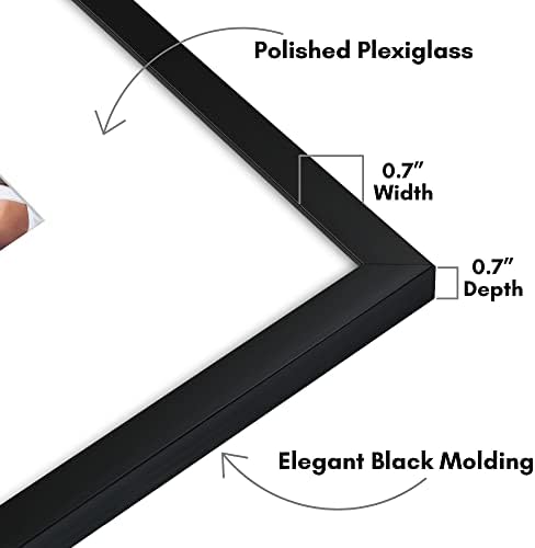 Americanflat 20x20 Poster Frame - Matted to 8x10 - Slim Molding - Black | Polished plexiglass front, hangs vertical or horizontal, sawtooth hangers included, secure turn-tab backing