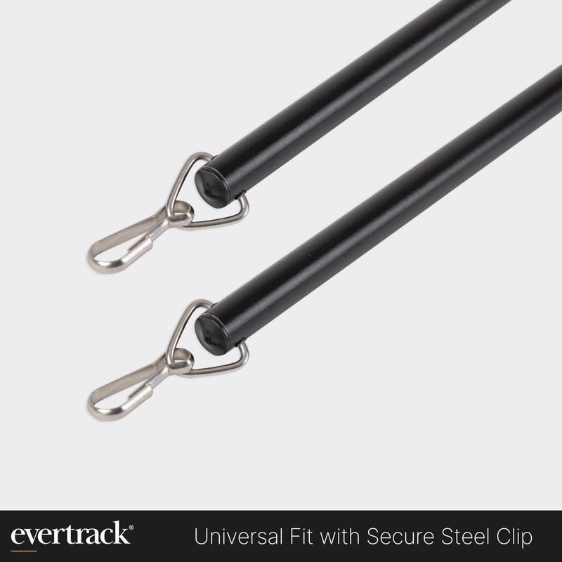Curtain Wand - Aluminum Curtain and Drapery Pull Rod with Stainless Steel Hardware for Curtains, Draperies, and Room Divider Curtains - 48 Inches, Metallic Black - Pack of 2