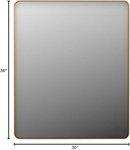 LOAAO 30”X36” Gold Bathroom Mirror, Rounded Rectangle Gold Frame Mirror - Image 9