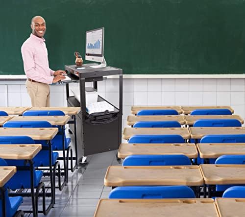 line leader large av cart with locking cabinet, close-up detail