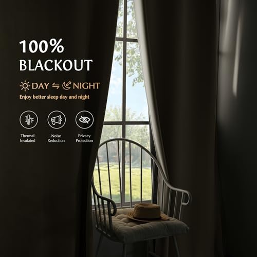 beauoop cream 100% blackout curtains for bedroom living shown in use