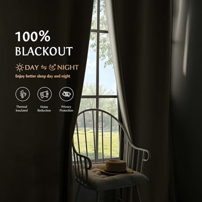 beauoop cream 100% blackout curtains for bedroom living shown in use