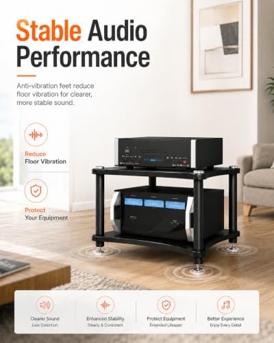 heavy duty 2-tier av media stand, 176 lb, side view