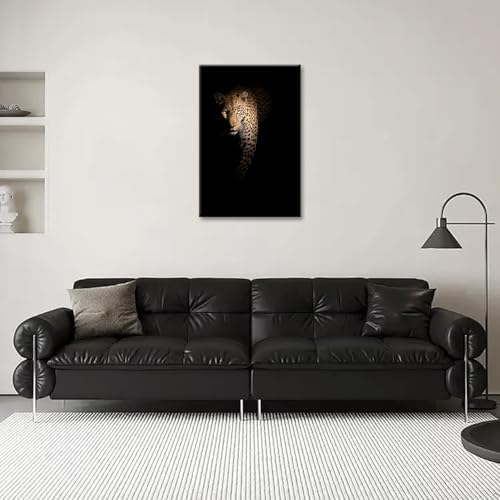 SEVEN WALL ARTS Leopard Wall Art Wildlife Portrait Photography Close-Up Animal Print Framed Artwork for Living Room, Bedroom, or Office Decor, 24"x36"