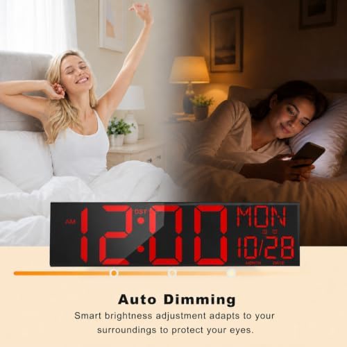 JALL 30" Giant Digital Wall Clock, Extra Large LED Clock with Remote, Huge Wall Clock with Jumbo Numbers for Living Room, Gym & Church, Black Housing with Red Digits, Red