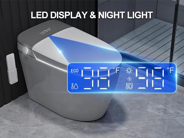 Smart Toilet with Built-in Bidet, Heated Seat, Warm Water, Air Dryer, Foot - Image 2