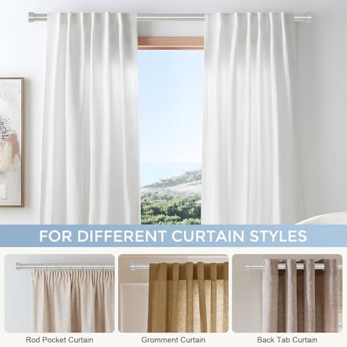 VOIIY Silver Curtain Rods for Windows 48 to 84 Inch(4-7 Feet),1" Diameter Drapery Rods with Modern Style End Cap Finials,Size:36-88 Inch,Antique Silver