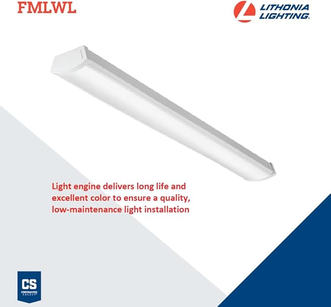 Lithonia Lighting 4 Foot LED Light Fixture, Low-Profile LED Wraparound Flush - Image 3