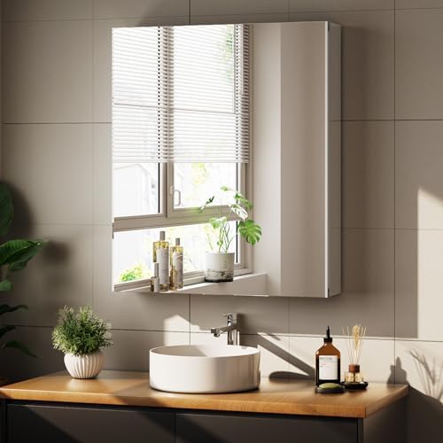 16" x 24" bathroom medicine cabinet mirror, aluminum, view 9