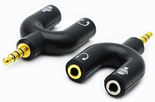 ZJKJHJY 2 Pack Headset Splitter Adapter, U Shape 3.5mm 4 Pole Male to 2 x 3 by ZJKJHJY