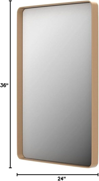 LOAAO 24”X36” Gold Bathroom Mirror, Rounded Rectangle Gold Frame Mirror - Image 8