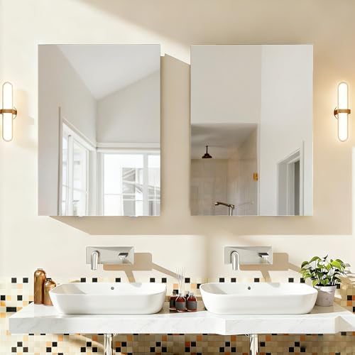 beautypeak 16" x 24" bathroom medicine cabinet mirror on a desk or shelf