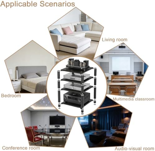 Heavy Duty AV Media Stand, AV Component Stand with Stainless Steel Bracket, S...