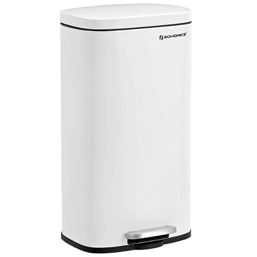SONGMICS Trash Can with Lid, 8 Gallon Garbage Can, Stainless Steel Small Waste by SONGMICSbySONGMICSHOME