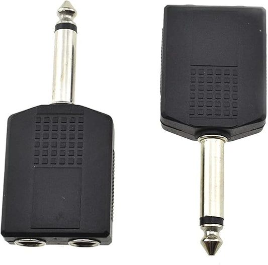 HAHIYO 6.35 M-2x6.35 F-TS Stereo Plug Interconnect Audio One Male 6.35mm and by HAHIYO