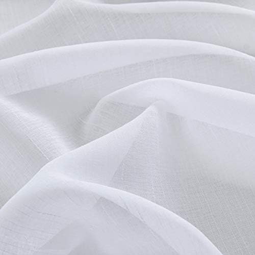 Treatmentex Black and White Sheer Curtains for Living Room 95" Long Linen Curtain Draperies for Nursery Room Decorative Pompom Voiles 2 Panels